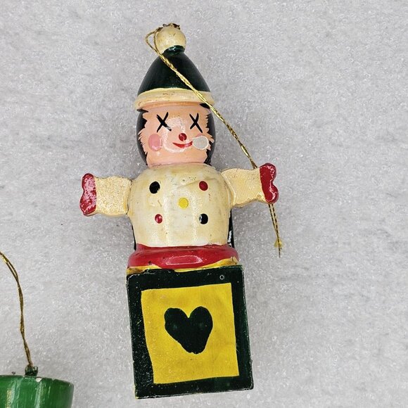 Vintage Handcrafted Wood Christmas Ornaments Set Of 5 Traditional Snowman Pengui - Picture 6 of 10